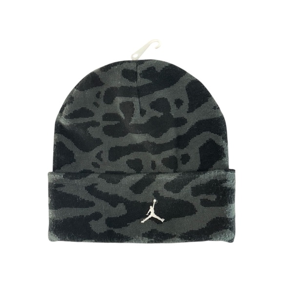 Jordan Other - NWT Jordan Peak Beanie Elephant Print Black Grey Jumpman Hat